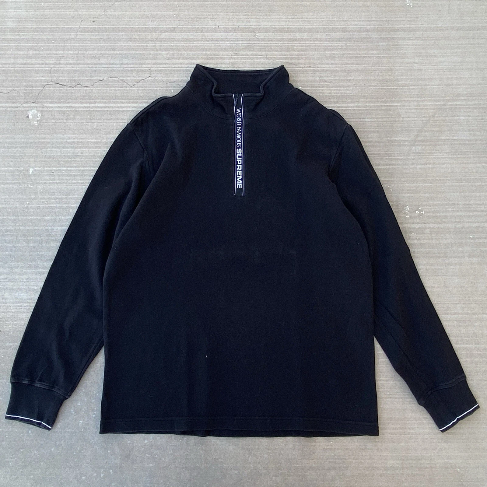 Pull demi zip noir Supreme World Famous 2017