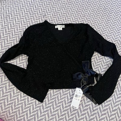 Child s Cardigan Knit Works Black Glitter Color Sz 10 New With Tags Dressy