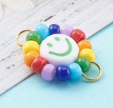 100pcs Handmade Sunflower Flower Smile Charms Pendants for Jewelry Making DIY