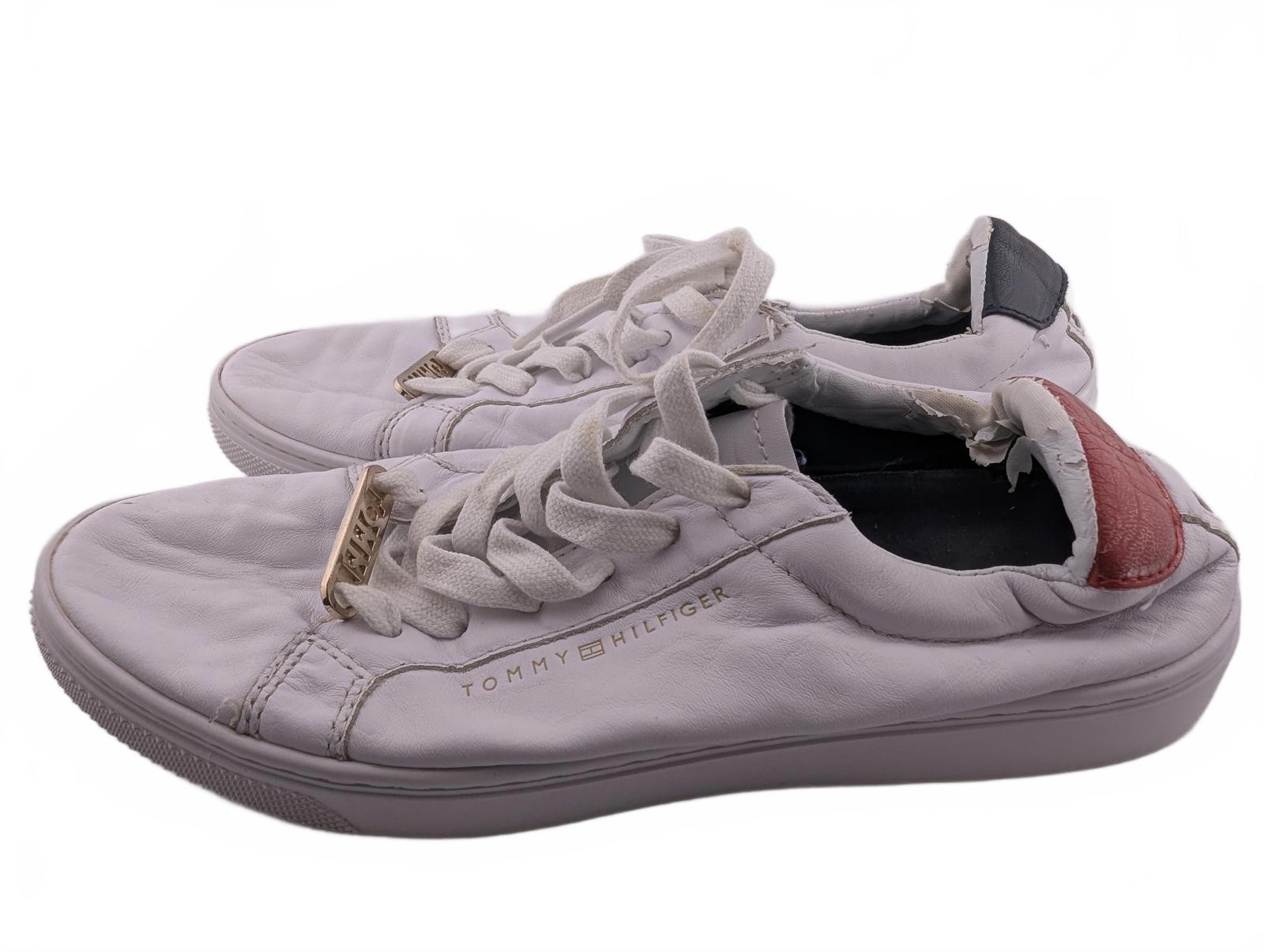 Tommy Hilfiger White Leather Platform Sneakers EU 36 UK 3.5 Worn image 4