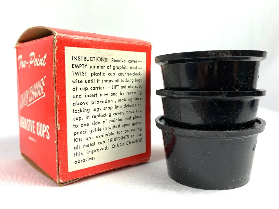 Vintage Tru-Point Lead Pointer Refill (3) Abrasive Cups For Model D NOS - Image 2 of 4