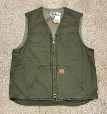Chaleco de Colección Carhartt Forrado Sherpa Para Hombre XL Alto "Oliva Claro" V26 LOV