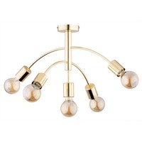 Deckenleuchte 5-Flammig Gold Metall Retro E27 H:34 Cm Deckenlampe Wohnzimmer