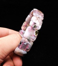 15*6.6*15mm Natural Cherry Blossom Agate Quartz Crystal Bangle Bracelet Handmade
