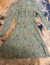 Estate 1930s Blue Floral Print Cotton Day Dress