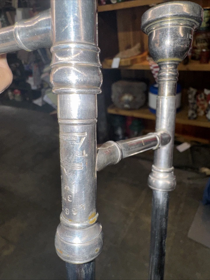 Trombón tenor profesional Silver Buescher Grand True Tone-Elkhart Ind Foto 3 de 4