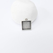5 Square Blank Bezel, Resin Bezel Mosaic Mountings Antique Silver 12mm G37404
