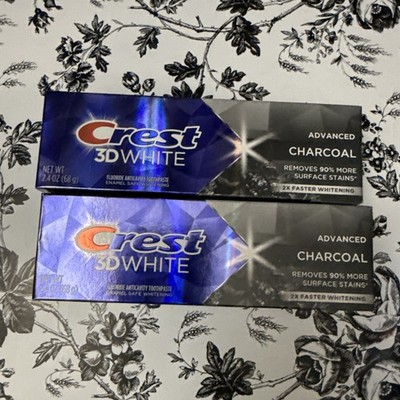 2 Crest 3D White Advanced Charcoal Fluoride Toothpaste 2.4 oz