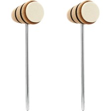 Low Boy Felt Daddy Bass Drum Beaters - Natural with Black Stripes 2 Pack 
