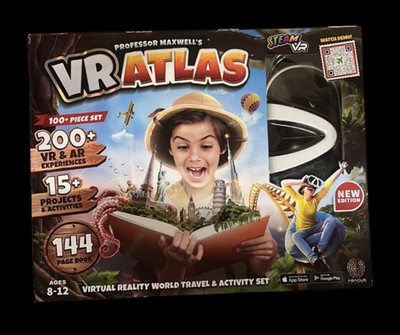 Professor Maxwell's VR Atlas- Virtual Reality Kids Science Kit, Book + More- New