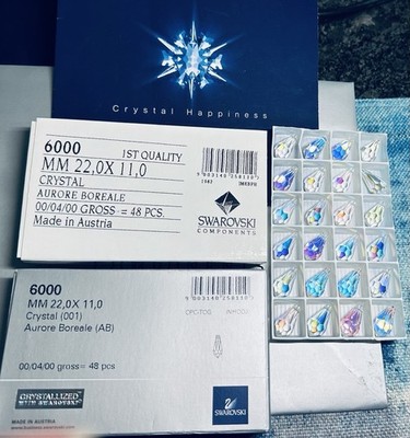 Swarovski Pendant 6000 22 x 11mm Crystal AB 48pcs. Sealed Factory packs