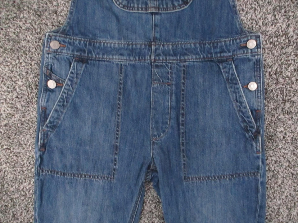 GAP Denim Overalls Womens XS Blue Cropped Slouch Adjustable Straps Pockets 31x26 - Image 3 of 4