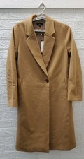 New  Quince Caramel Tan Italian Classic Single Breasted Wool Coat Size Large 