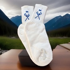 Vintage Socks 9-11 Quarter Length NOS White Royal Blue M Initial  Lacrosse 90s