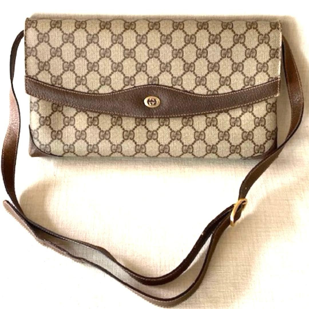Gucci GG Supreme Interlocking Leather 2Way Shoulder Bag Vintage Authentic Brown