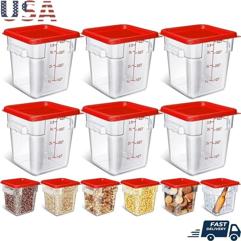 Stackable Food Storage Containers Airtight Durable Acrylic Kitchen 4QT New