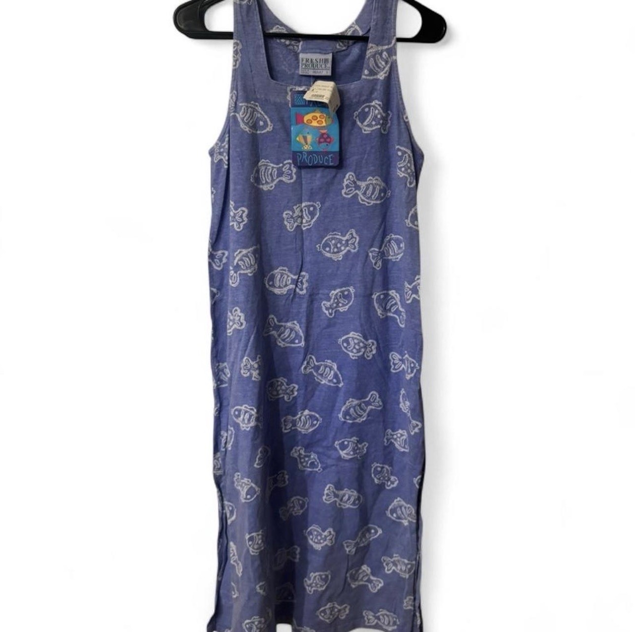 Fresh Produce Dress Women’s Blue Fish Print Sleeveless Tank Dress Size S