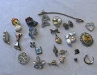 Vintage Costume Jewelry Lot 24pc Pins & Brooches Multicolor Mixed Materials