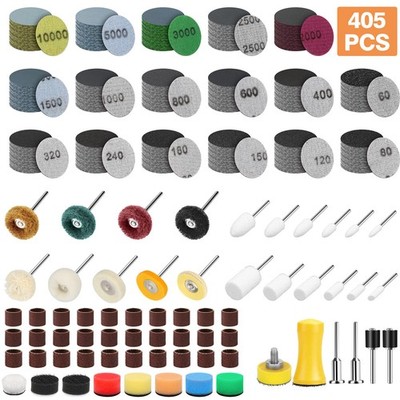 405x 1'' Sanding Disc 80-10000Grit Wet Dry Hook & Loop Sandpaper+Drums for Wood