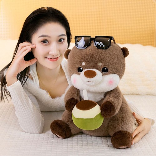 Drink Coconut Juice Otter Plush Toys Stuffed Otter Doll Christmas Gifts