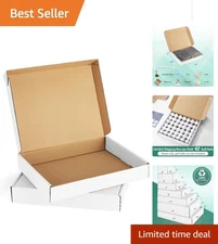 13x10x2 White Shipping Boxes with Thank You Stickers, 20 Pack – Blank for Custom