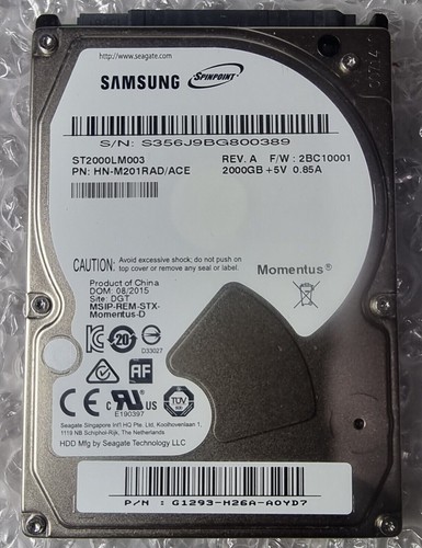 Samsung Seagate ST2000LM003 2TB 2,5 HDD Festplatte Laptop PS4 PS3 PC Laptop