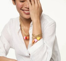 Set Of 3,ROXANNE ASSOULIN The Mini Puffy Heart Charm Bracelet Orange/Pink/Yellow