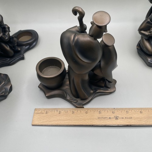 Set of 4 PartyLite Christmas Nativity Scene Tealight Candle Holder Bronze Angel - Picture 5 of 24