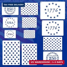 12 Pcs Independence Day Star Stencils for Painting Set, Reusable 4th of July Mul