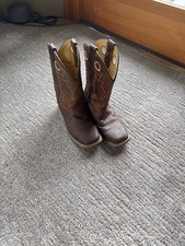 Smoky Mountain Kids Jesse Brown Distressed Leather Square Toe Cowboy Boots Size