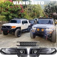 LED Headlights Fit Toyota FJ Cruiser 2007-2015 Projector BLACK Bumper Headlamp