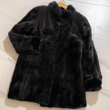 Vintage Dark Mink Fur Coat Brown Black Tone Size 11 Japan