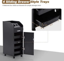 Barber Storage Trolley with Hair Dryer Holder Salon Stylist Equipment