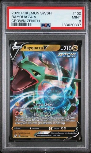 PSA 9 MINT Rayquaza V Crown Zenith 2023 Pokemon SWSH 100/159