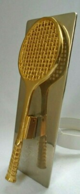 Gold & Silver Tone Metal Tennis Badminton Racket Large Paper Clip