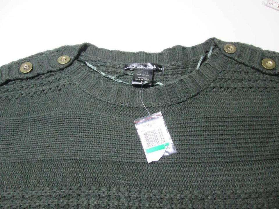 NUEVO CON ETIQUETAS US Suéteres Mujer Talla L Suéter Pullover Chaleco Gris Botones Hombro Informal Foto 3 de 4