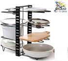 8 Section Iron Cupboard Organiser Stand For Large Pots And Pans Adjustable Tiers