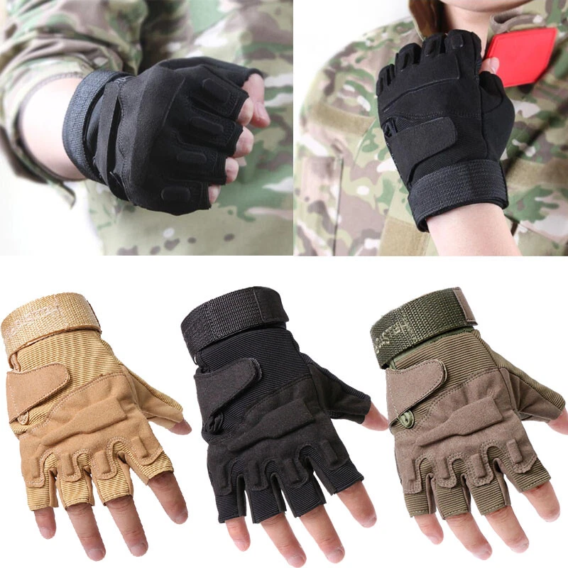 Guantes antideslizantes de medio dedo del ejército sin dedos de 3 colores EE. UU. Foto 2 de 4