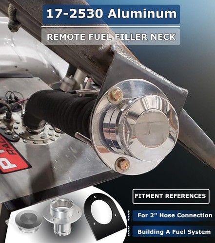 2" Fuel Filler Neck With Gas Cap Billet Aluminum & Weld-On Steel Mount Bracket - Picture 3 of 10
