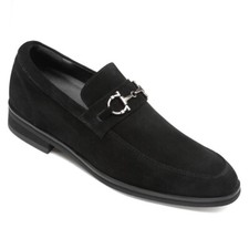 US6.5 CMA 7cm/2.76" Elevator Shoes Men slip on black suede hidden heel loafer