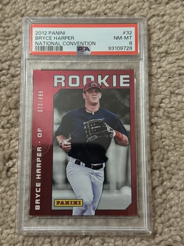 Bryce Harper 2012 Panini Rookie Card #ed /499 PSA 8 #32 NSCC National Convention