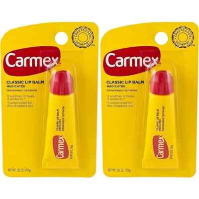 2 Packs Carmex Daily Care Classic Lip Balm Original Tube, 0.35 oz