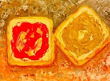 Food Oil Painting Fine Art Peanut Butter and Jelly Sandwich