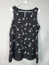 ATTENTION Blouse WOMEN'S Size Large V-Neck Floral Sleeveless