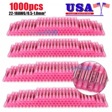 1000PCS Heat Shrink Waterproof Wire Connectors Red 22-16 AWG Butt Seal Terminals