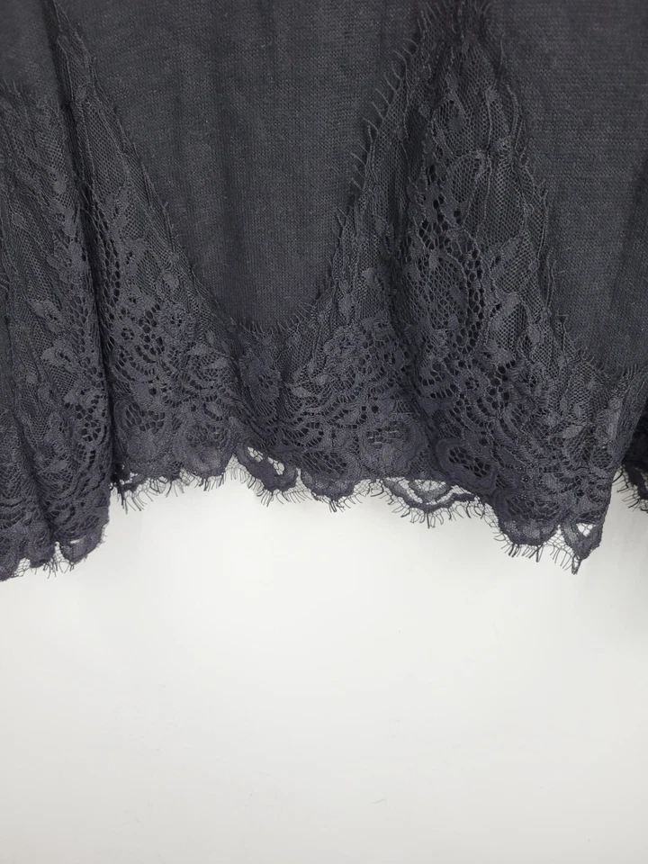 Lane Bryant Top Womens Plus 26/28 Black Long Sleeve Tunic Lace Hem Boho Pullover - Image 3 of 4