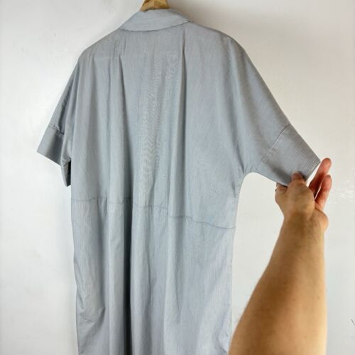 COS Shirt Dress Midi Light Grey Pinstripe Oversized Cotton Stripe Pockets Size S - Picture 20 of 22