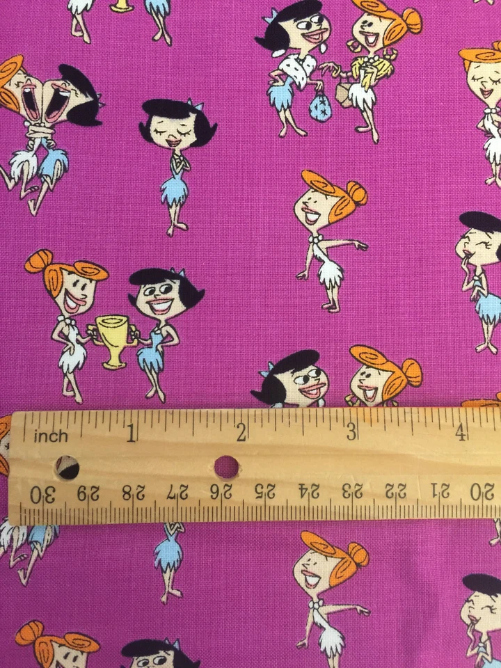 LOS PICAPIEDRA EN CAMELOTE PÚRPURA NIÑOS CLÁSICO TV DIBUJOS ANIMADOS TELA DE ALGODÓN 1/2 YD Foto 3 de 4