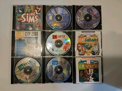 Maxis Sim 9 Game Lot - Tower, City, 2000, 3000, Isle, Copter, Sims, Park, Safari