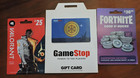 3 DIFFERENT UNUSED AMERICAN/USA GAMING CARDS. FORTNITE, GAME STOP, VALORANT.